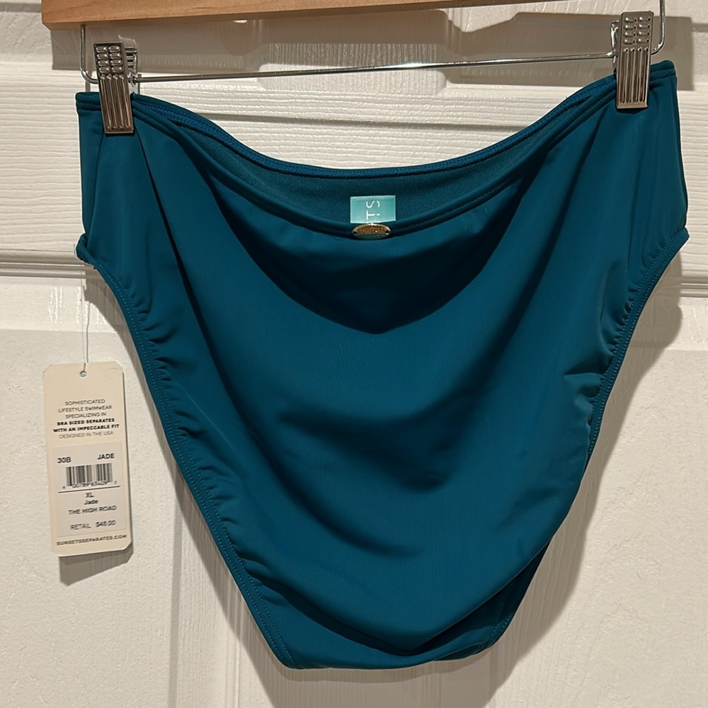 Teal High-Waist Bikini Bottom - Picture 3 of 7